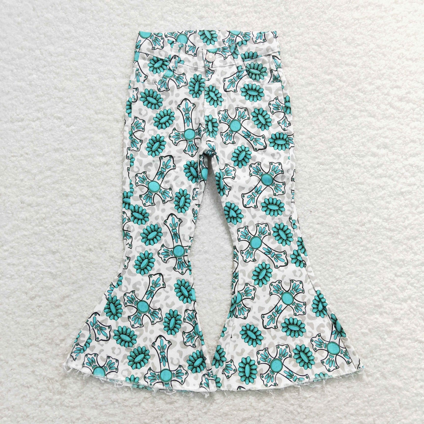 P0414 Gem cross Easter western girl bell jeans RTS Free shipping order $100+