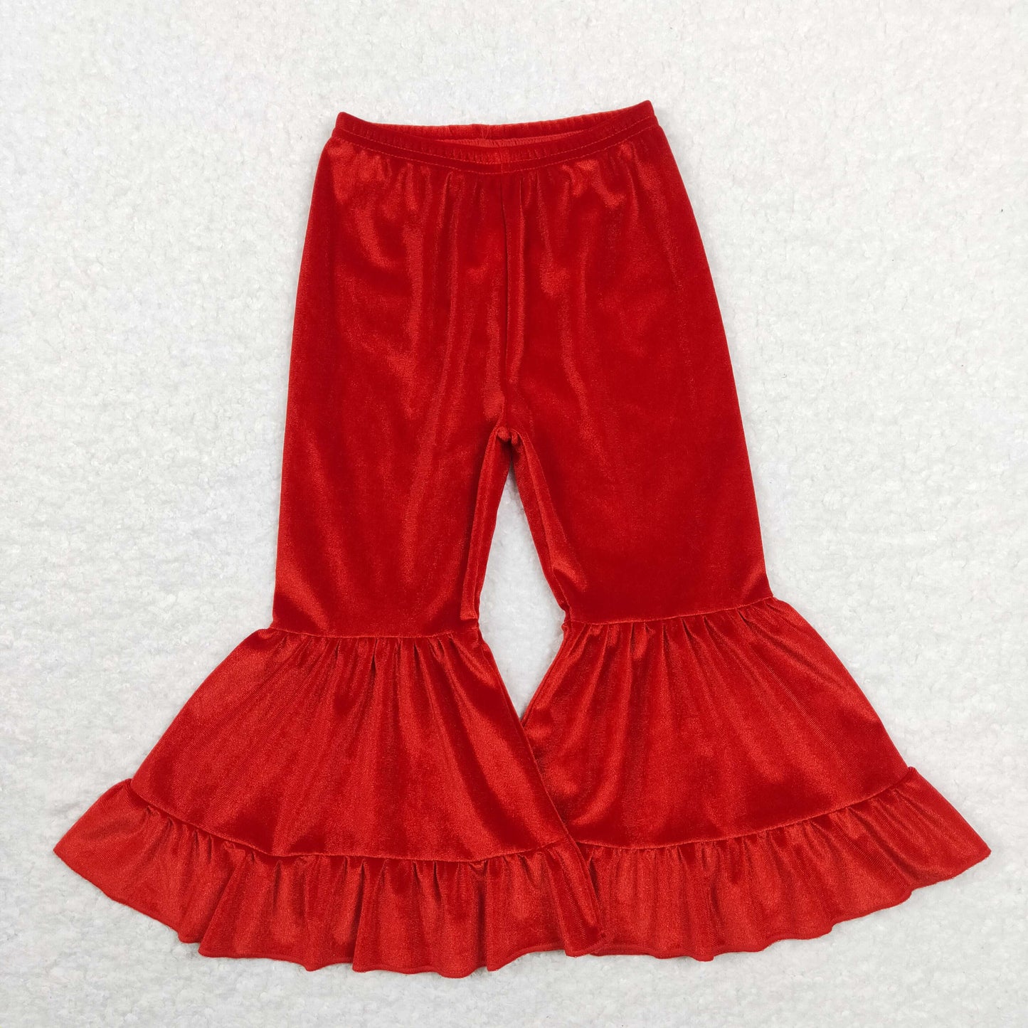 P0417 western velvet red girl bell bottom pants 202401