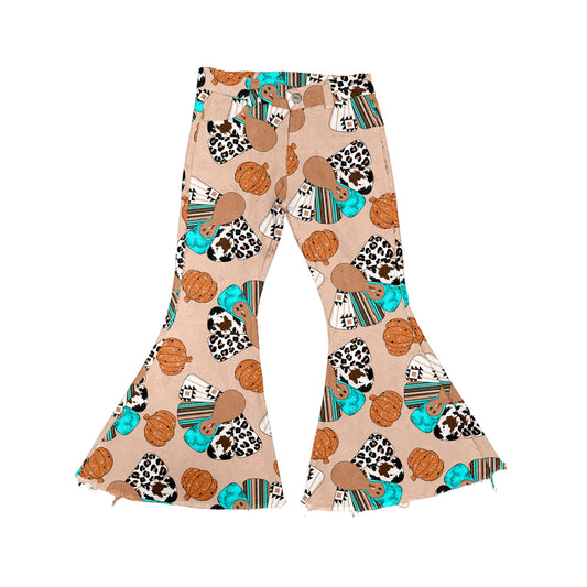 P0486  Halloween  pumpin western denim jeans pants 202405 PREORDER