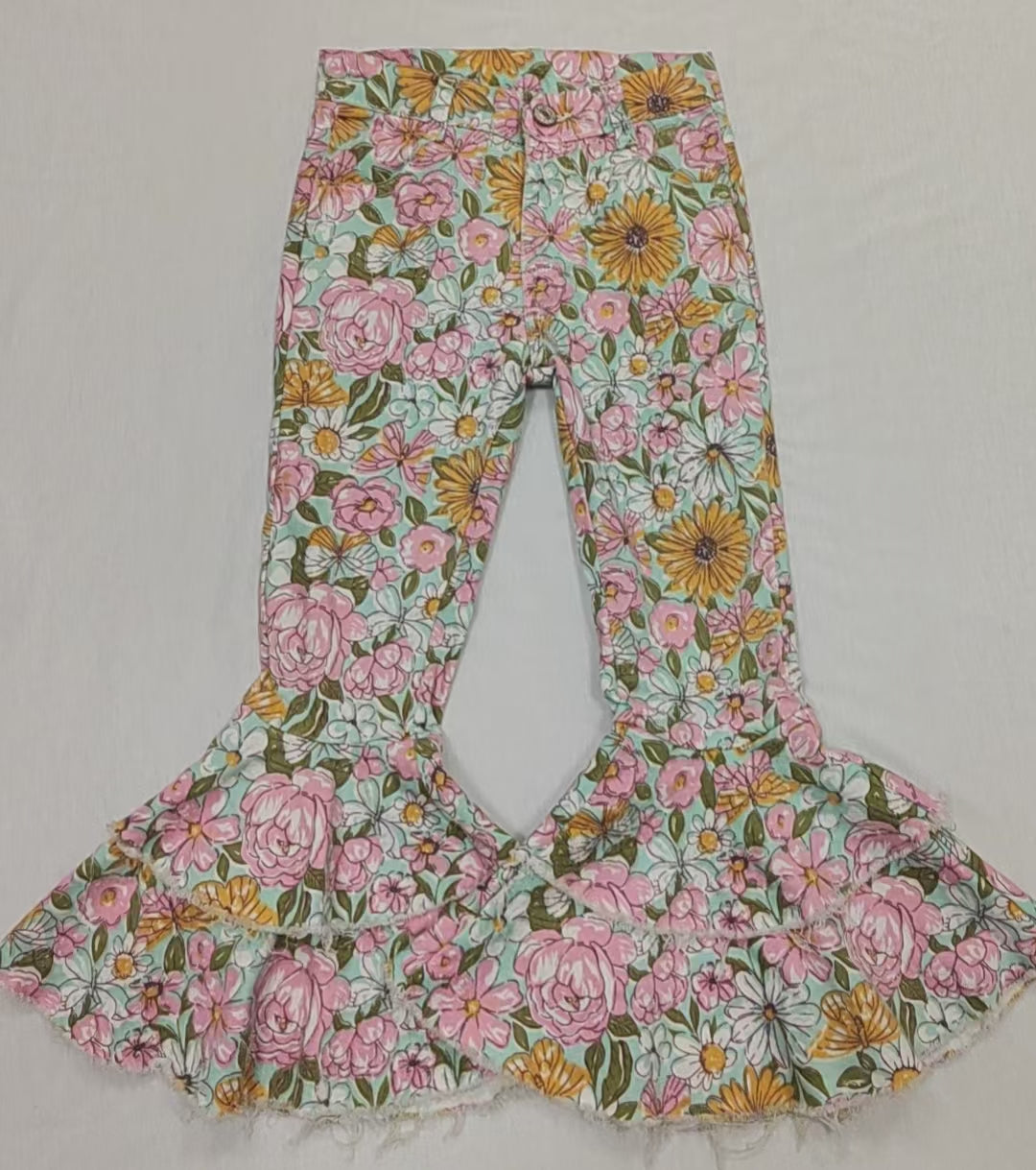 P0633 flowers western denim jeans pants 202410 RTS