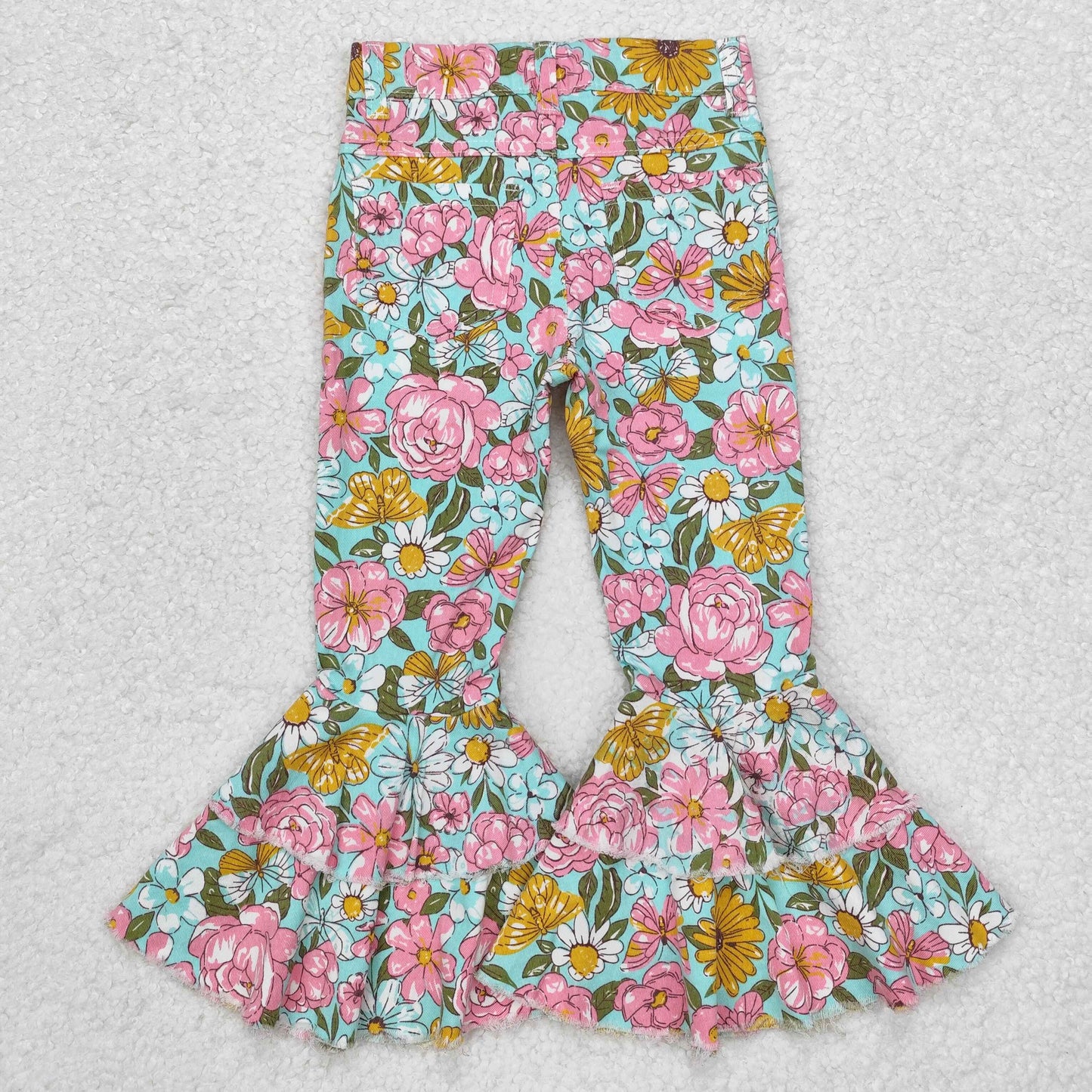 P0633 flowers western denim jeans pants 202410 RTS