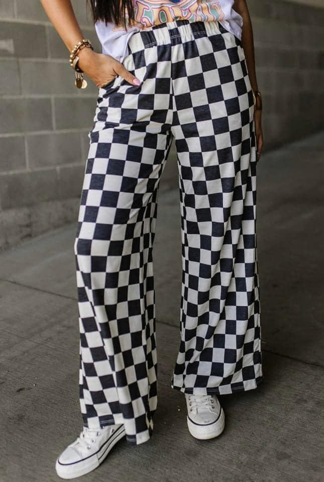P0647 adult women pants sibling Checkerboard long pajamas 202411 RTS