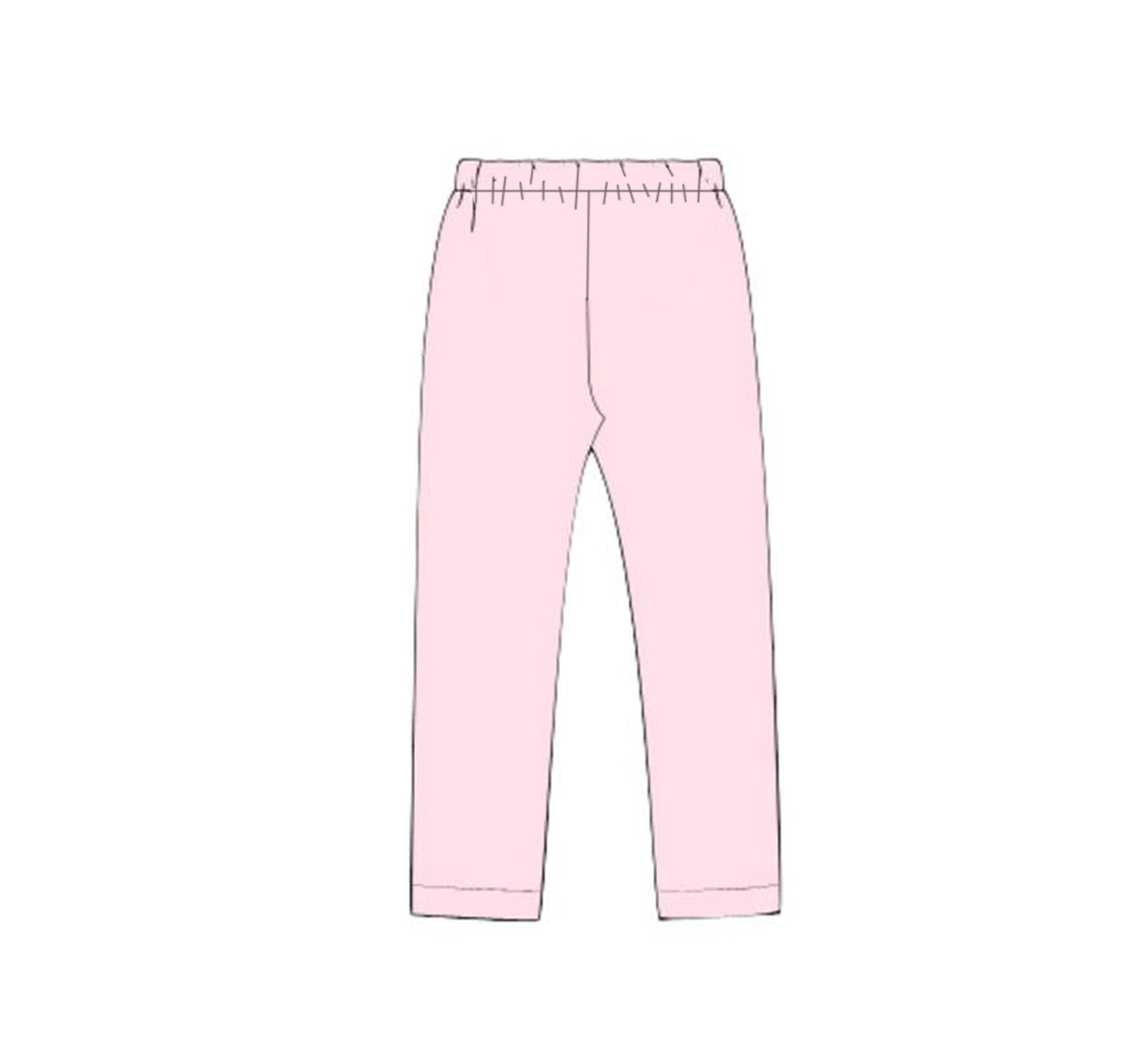 P0695 kids pink solid cotton girl long pants preorder