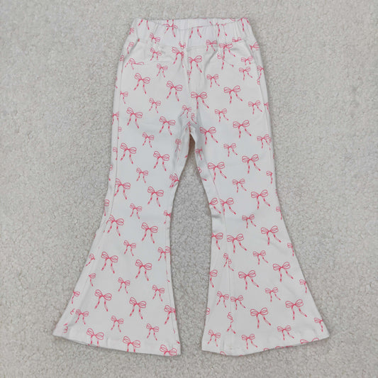 P0732 Girls bow pink denim pants 202504 RTS