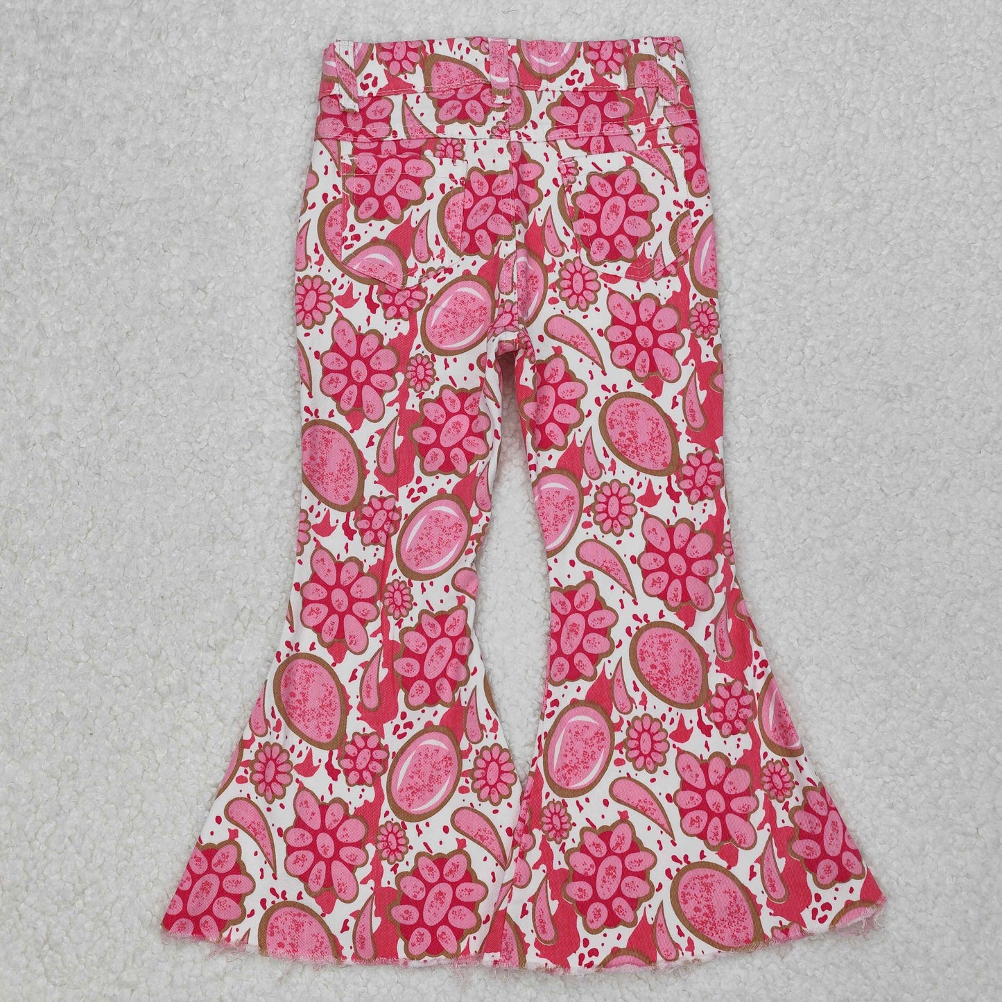 P0735 Girls Western gem pink denim jeans pants 202503 RTS
