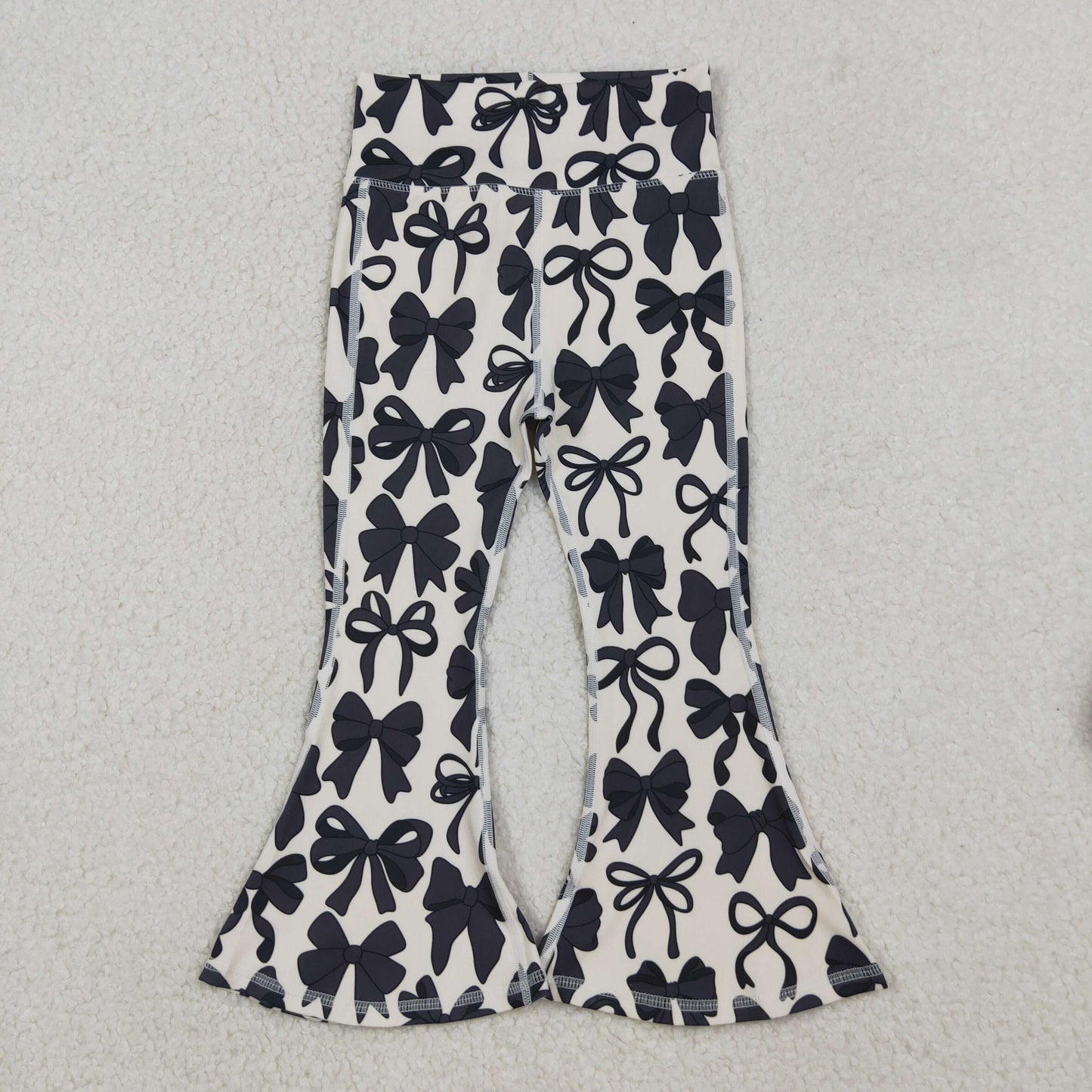 P0775 yoga bow black girl bell bottom long pants 202509 RTS