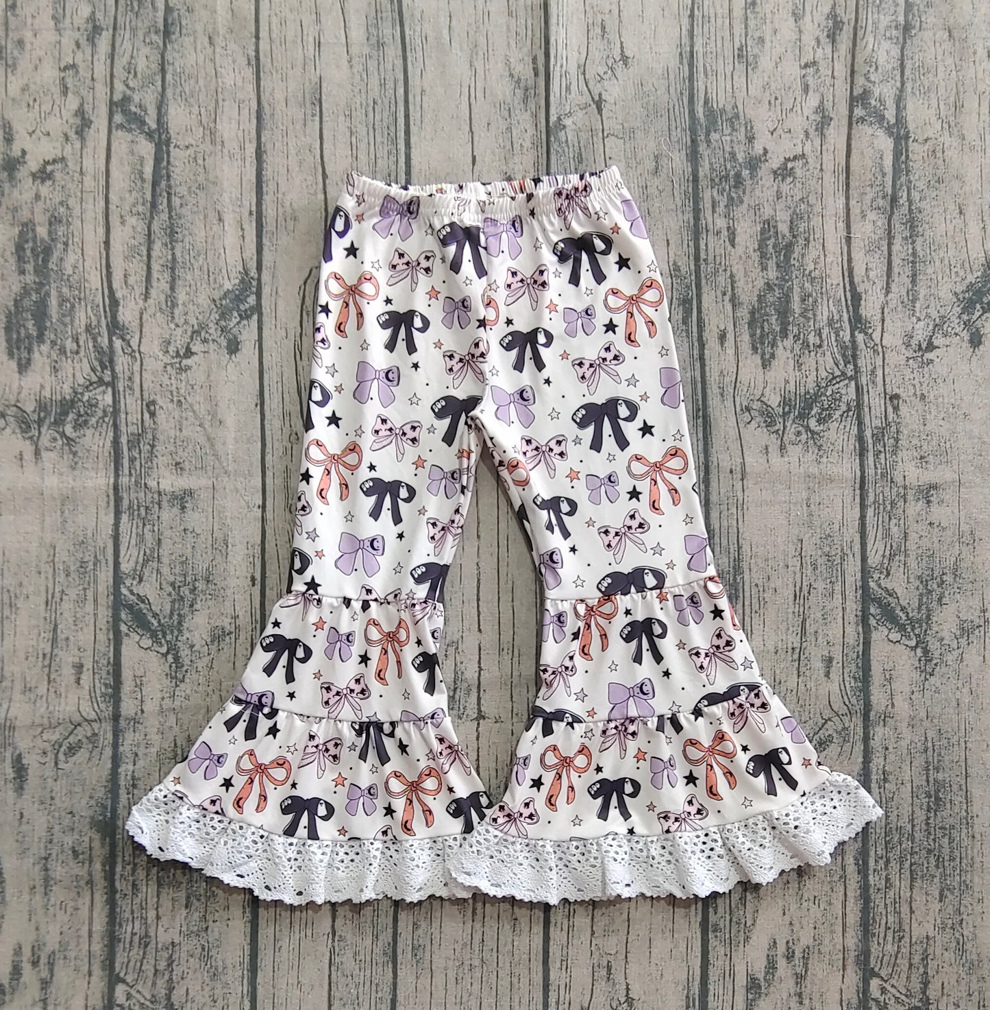 P0783 bow fall girl bell bottom long pants 202507 preorder