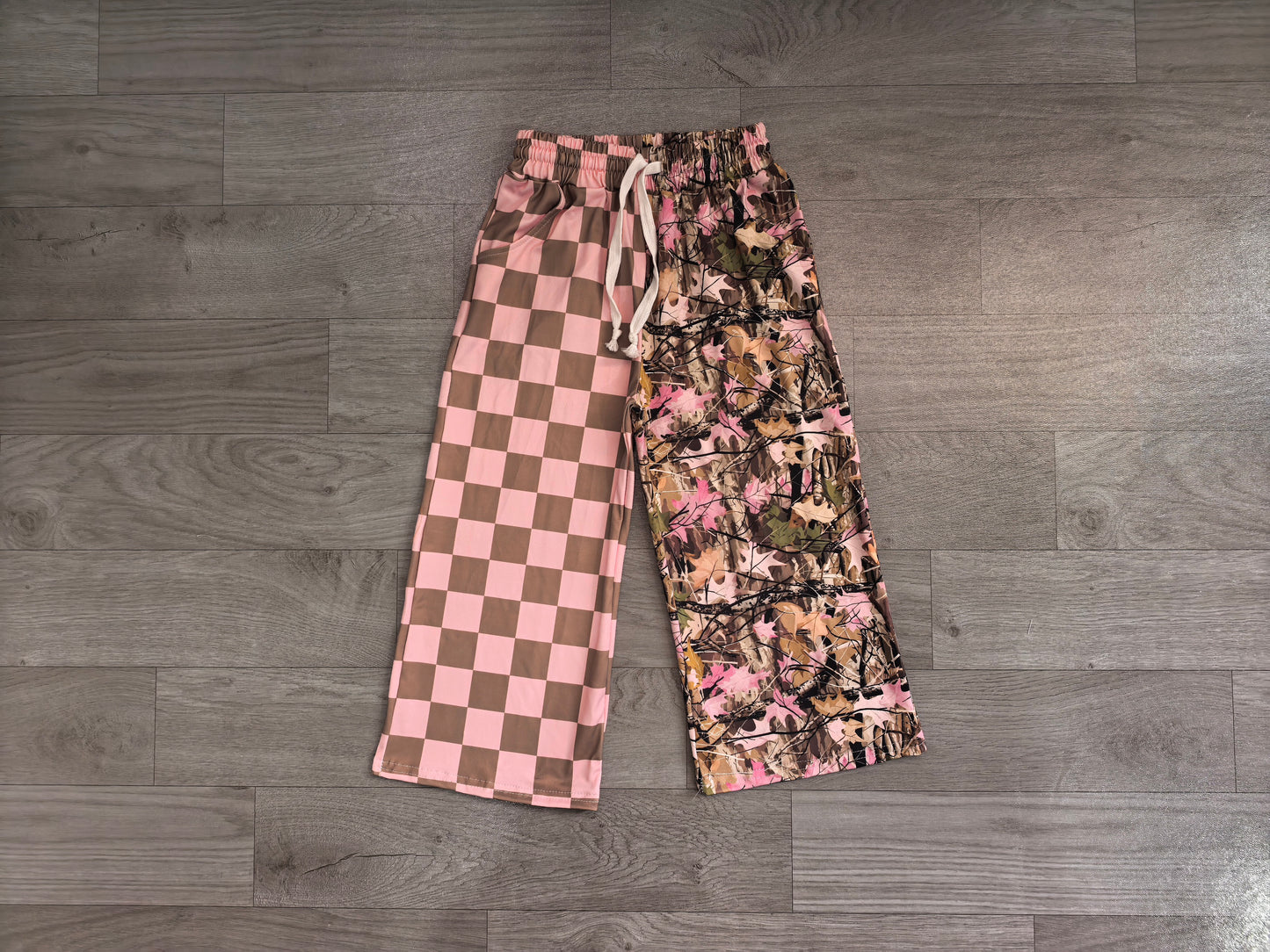 P1093 fall plaid camo leaves pants girls 202608 preorder