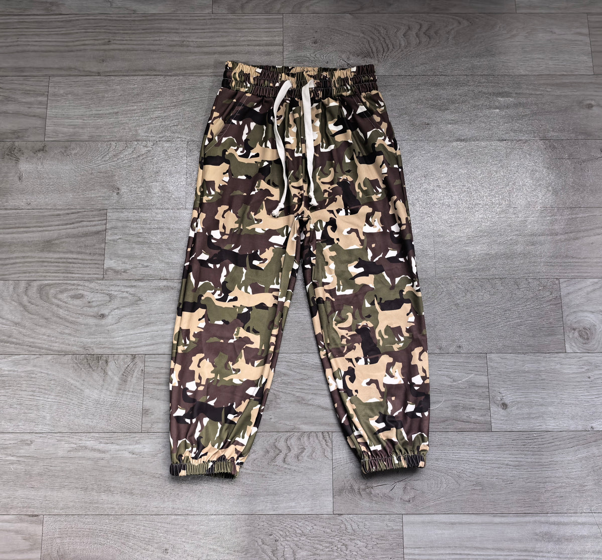 Sample-Real Pics P1256 Baby Boy Clothes Hunting Animal Camo Allover Print Long Elastic Drawstring Jogger Pants