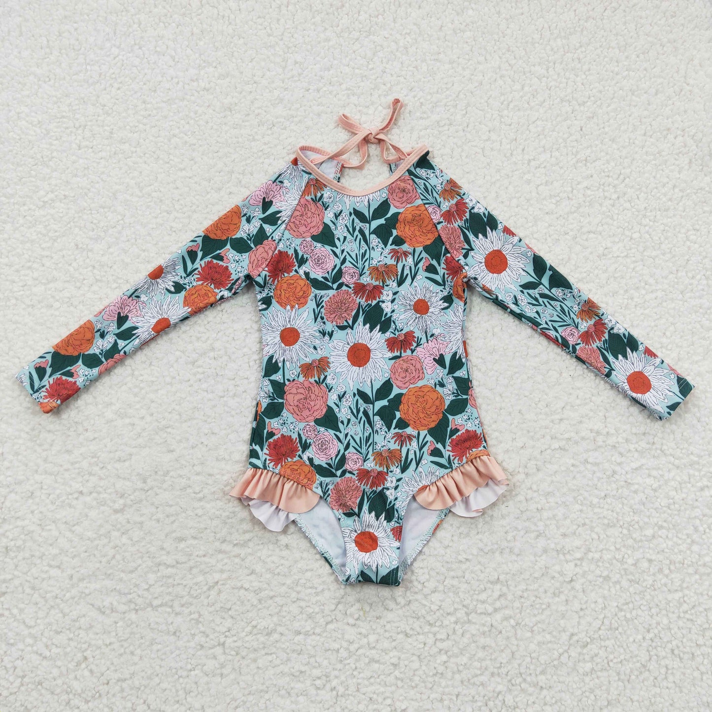 S0084 girls swimwear flower rose swim suit 20230425 RTS