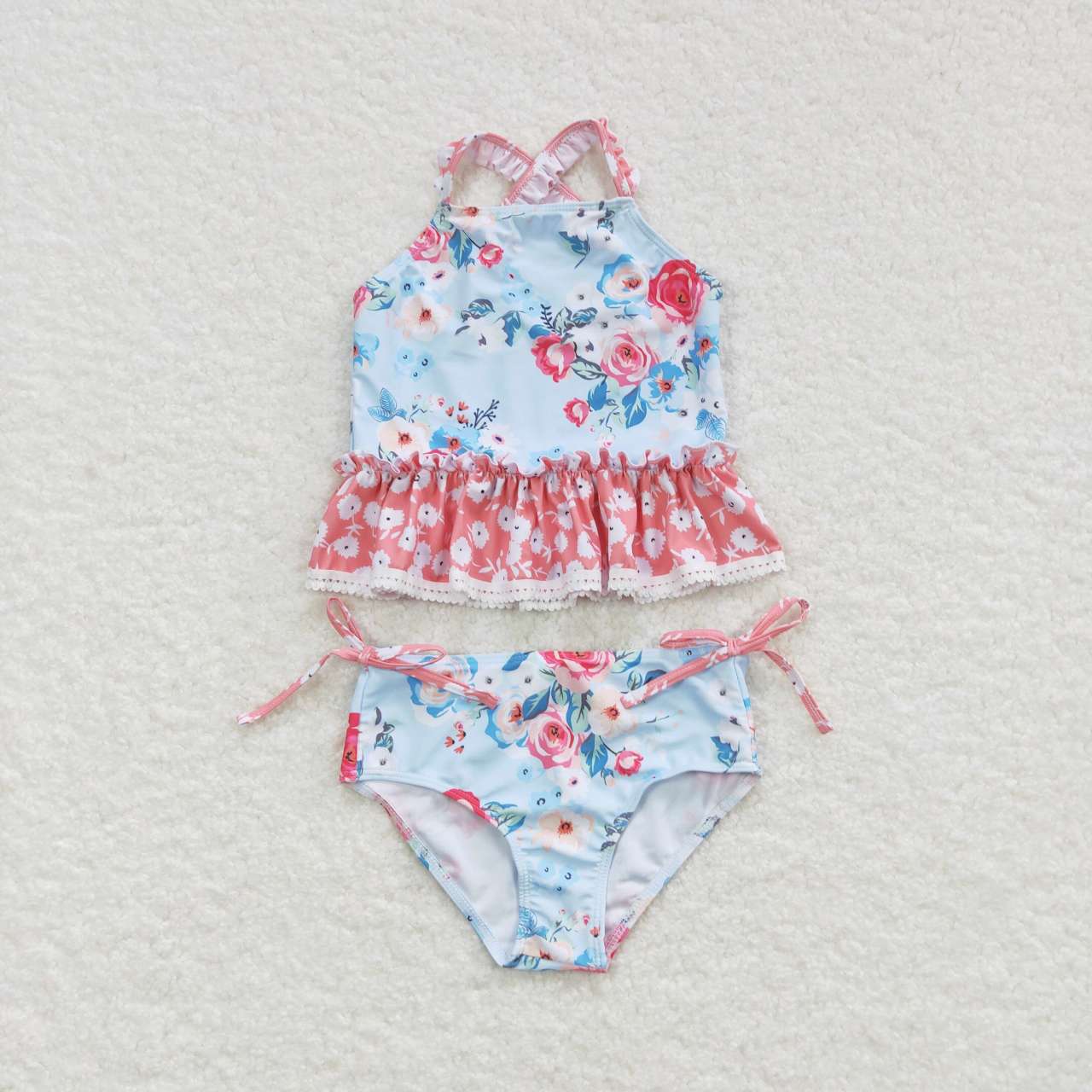 S0159 flowers short sleeve swimming suit bathing suit 20231018 RTS