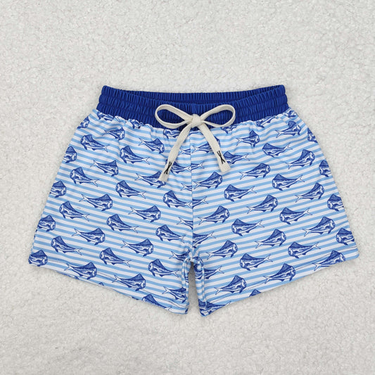 S0172 Western fish print boy swimming trunks shorts RTS  Free shipping order $100+
