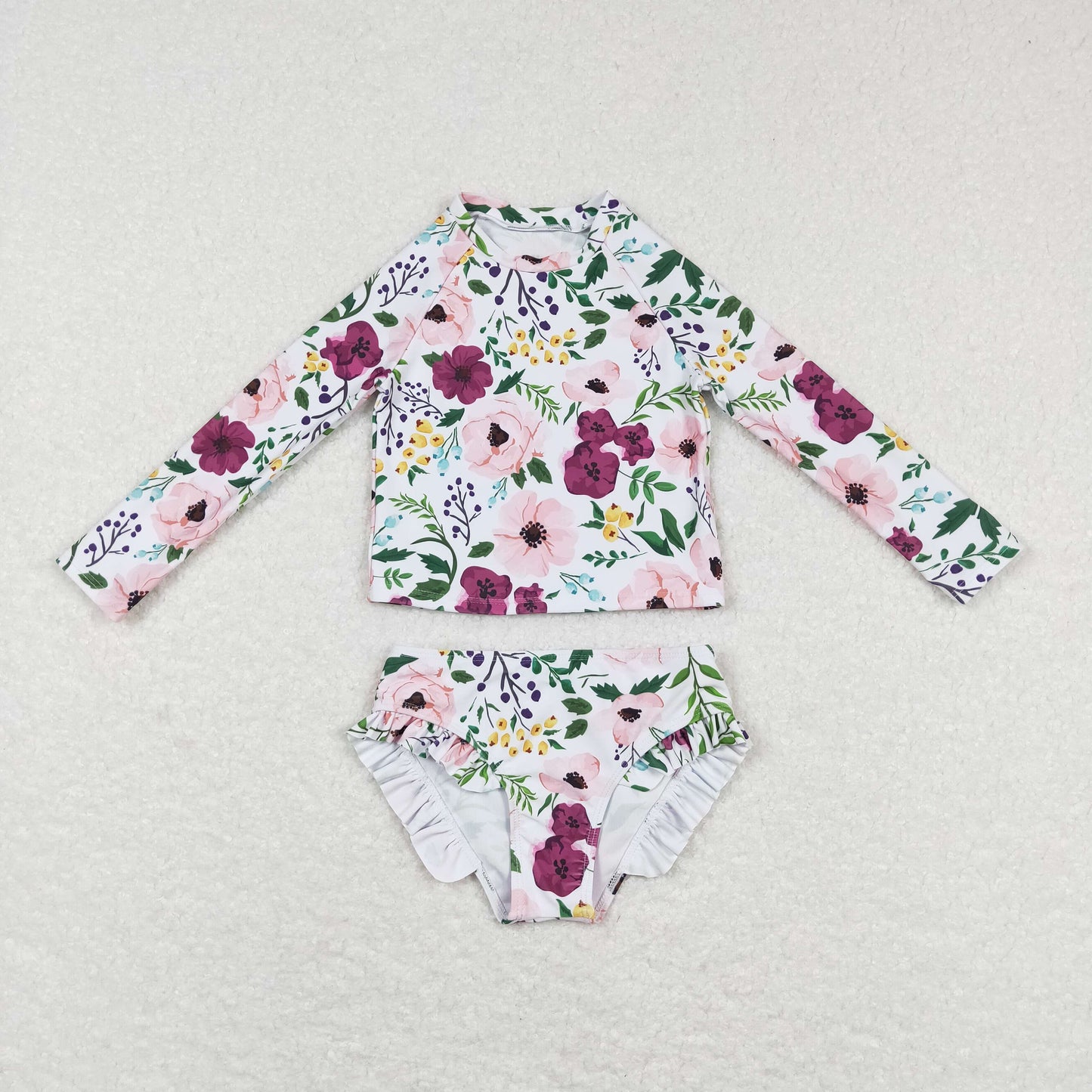 S0180 swimwear pink girl flowers swimsuit 20231121 RTS