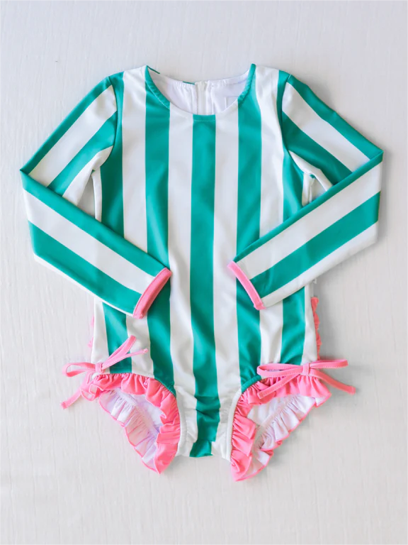 S0386 stripe girl swimwear 202403 preorder