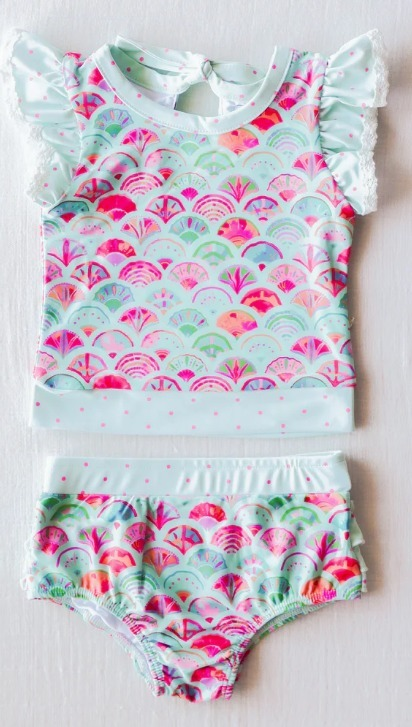 S0395 flower marmaid girl swimwear 202403 preorder