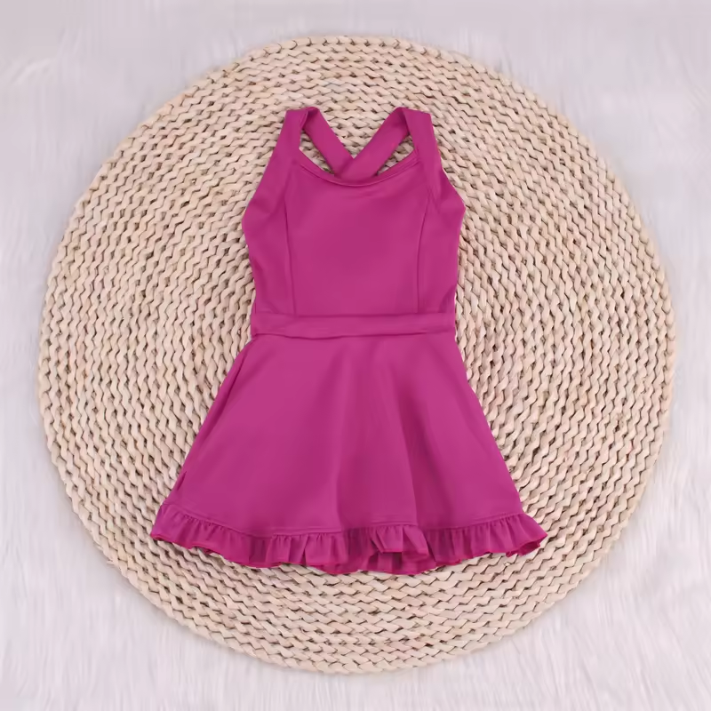 S0441 sports yoga cotton girl summer shorts dress outfit 202406 RTS