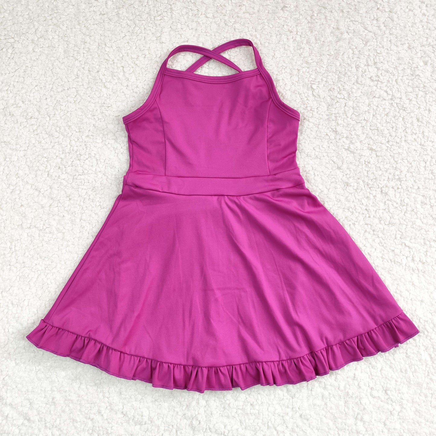 S0441 sports yoga cotton girl summer shorts dress outfit 202406 RTS