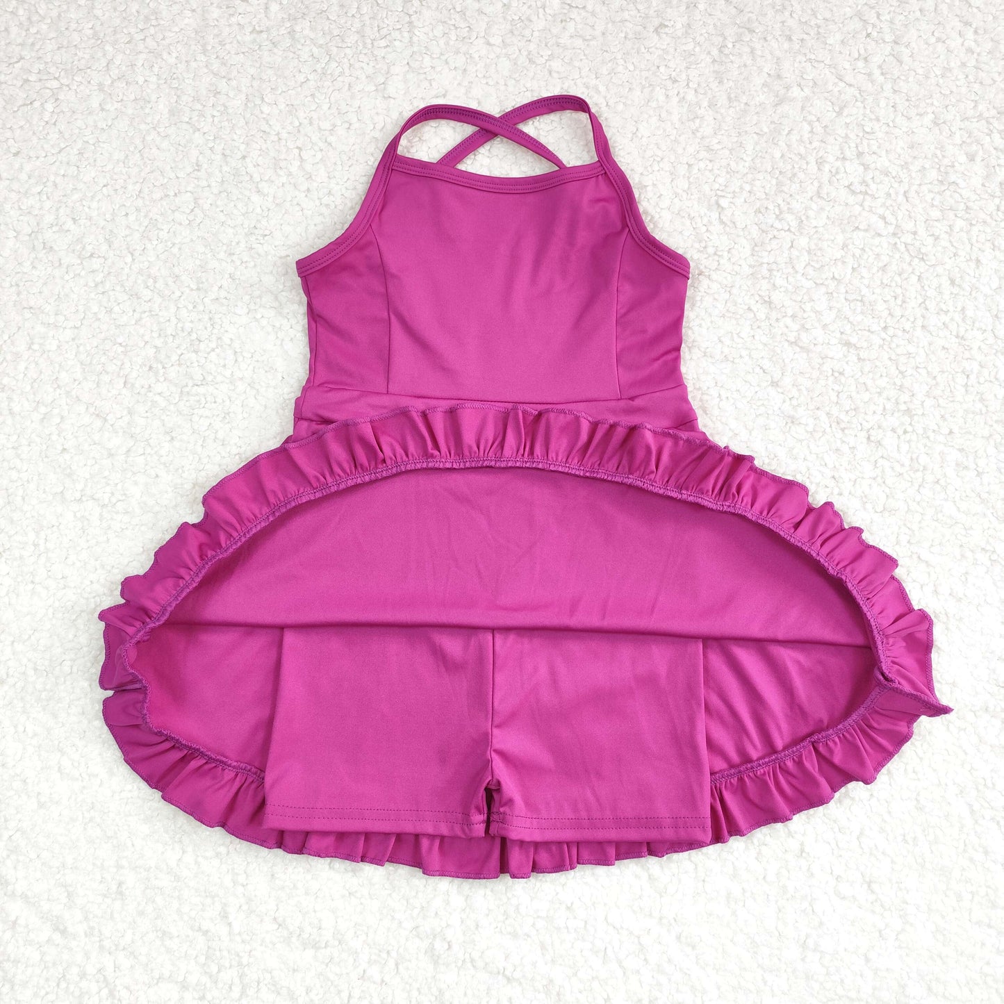 S0441 sports yoga cotton girl summer shorts dress outfit 202406 RTS