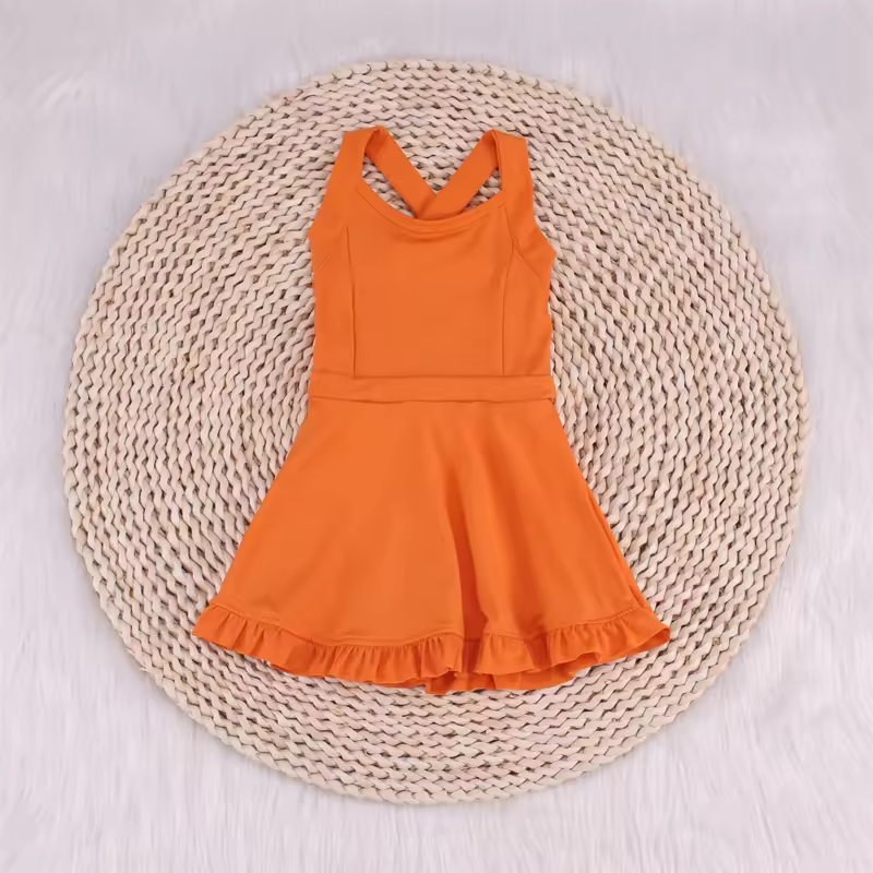S0442 sports yoga cotton girl summer shorts dress outfit 202406 RTS