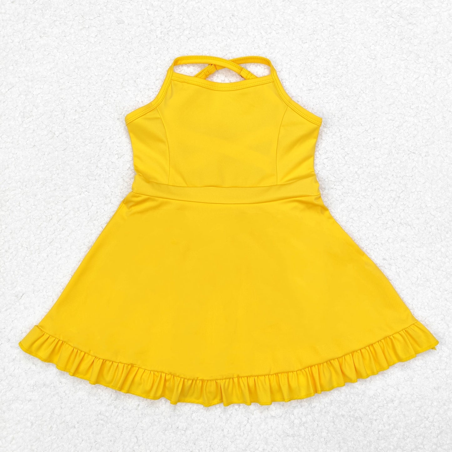 S0455 athletic dress sports yoga Swimsuit yoga yellow girl summer shorts dress outfit 202410 RTS