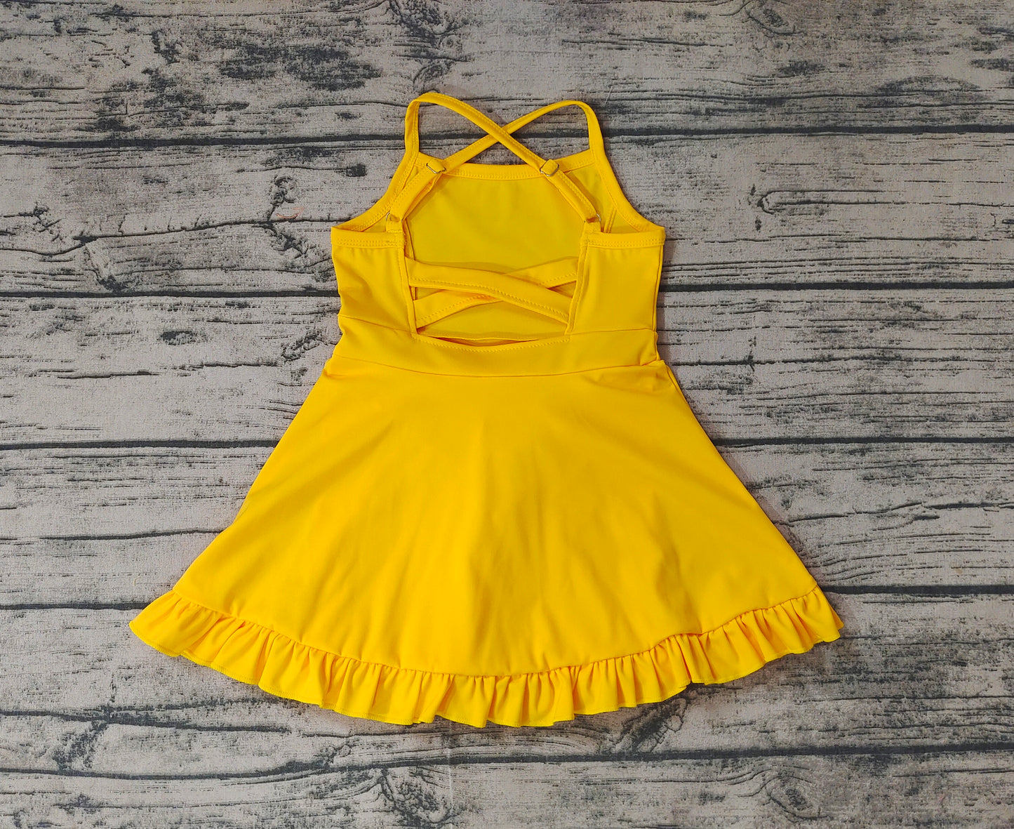 S0455 athletic dress sports yoga Swimsuit yoga yellow girl summer shorts dress outfit 202410 RTS