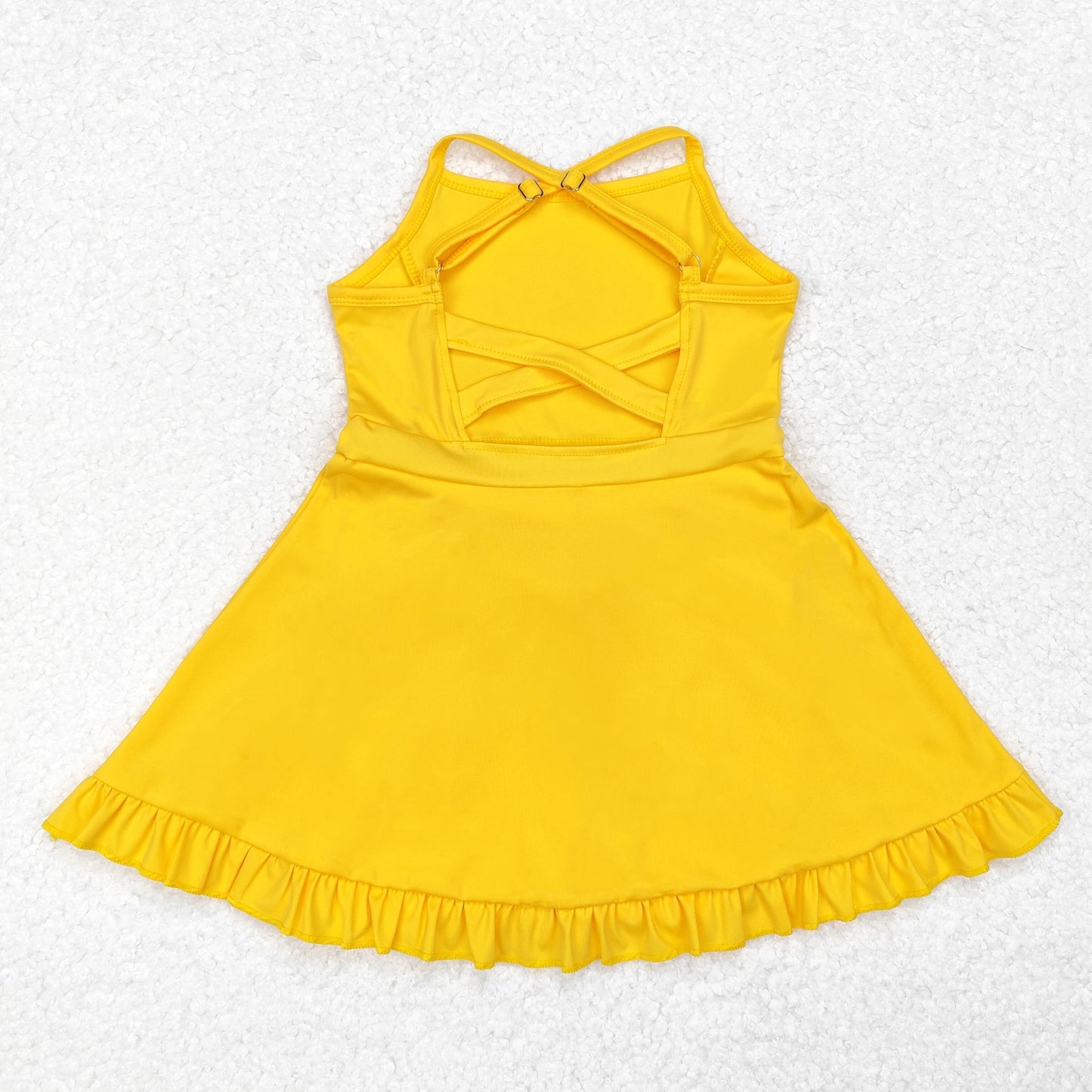 S0455 athletic dress sports yoga Swimsuit yoga yellow girl summer shorts dress outfit 202410 RTS
