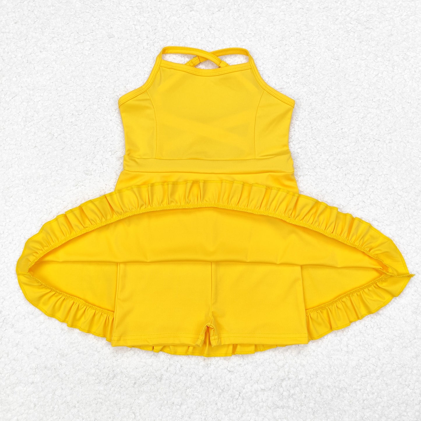 S0455 athletic dress sports yoga Swimsuit yoga yellow girl summer shorts dress outfit 202410 RTS