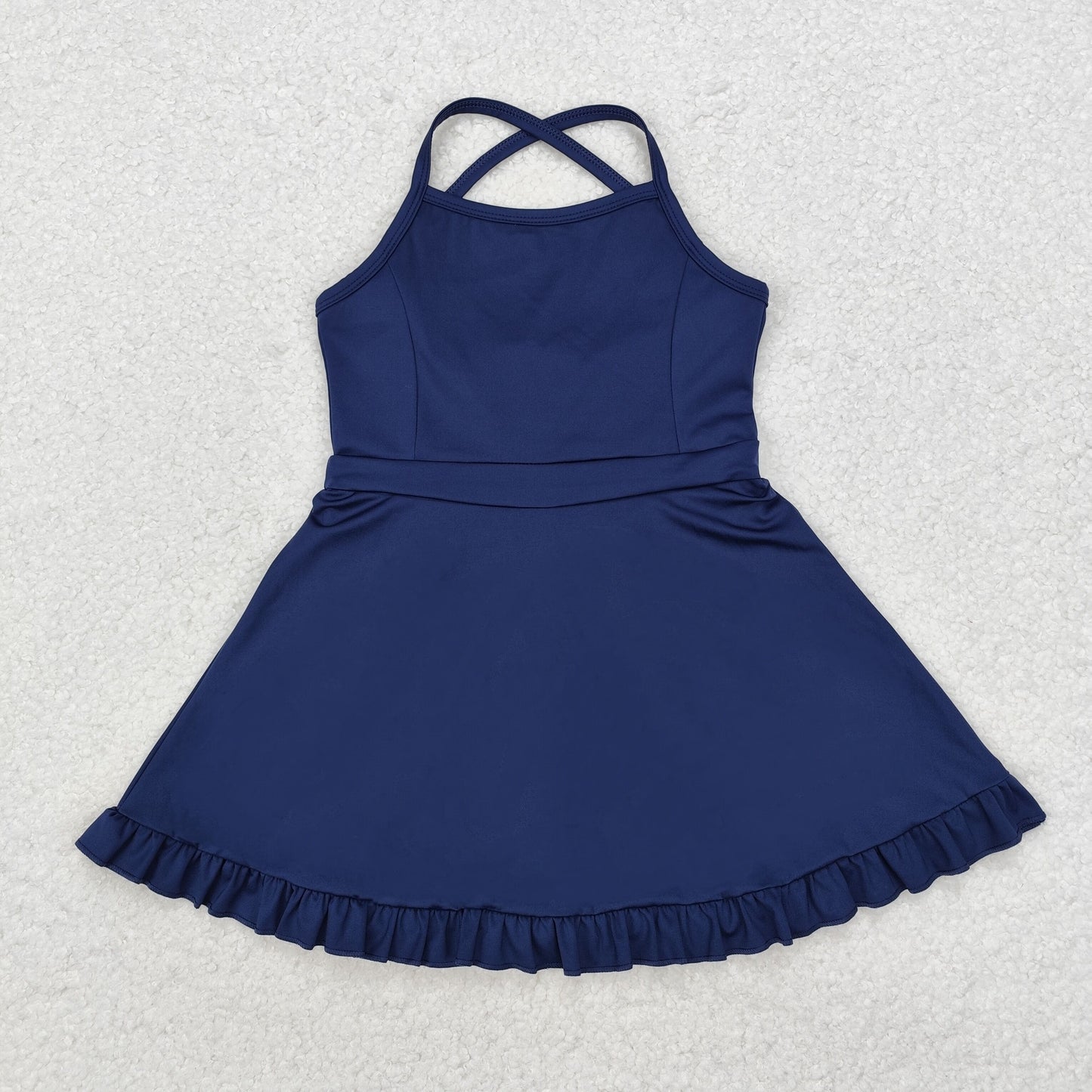 S0456 athletic dress sports yoga Swimsuit yoga blue girl summer shorts dress outfit 202410 RTS