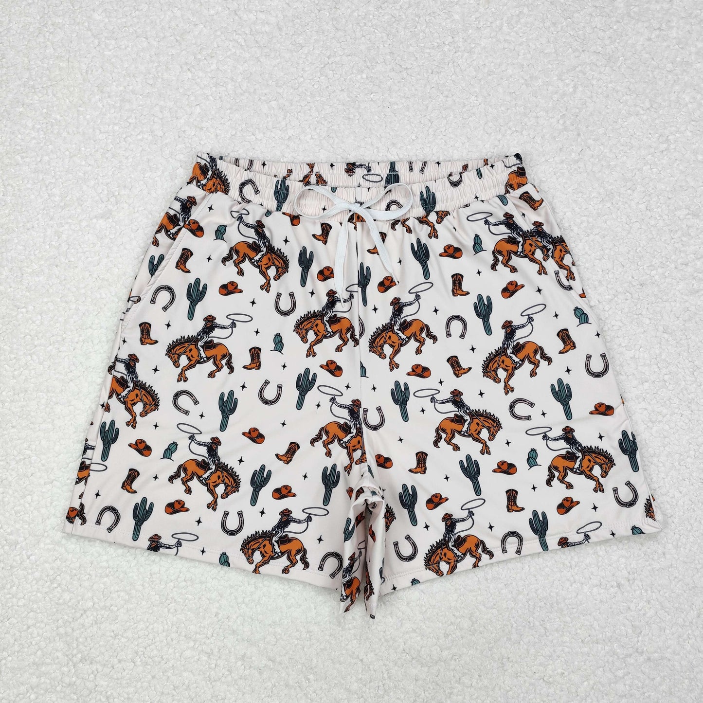 S0460 Adult men western horse swimming trunks shorts 202411 RTS