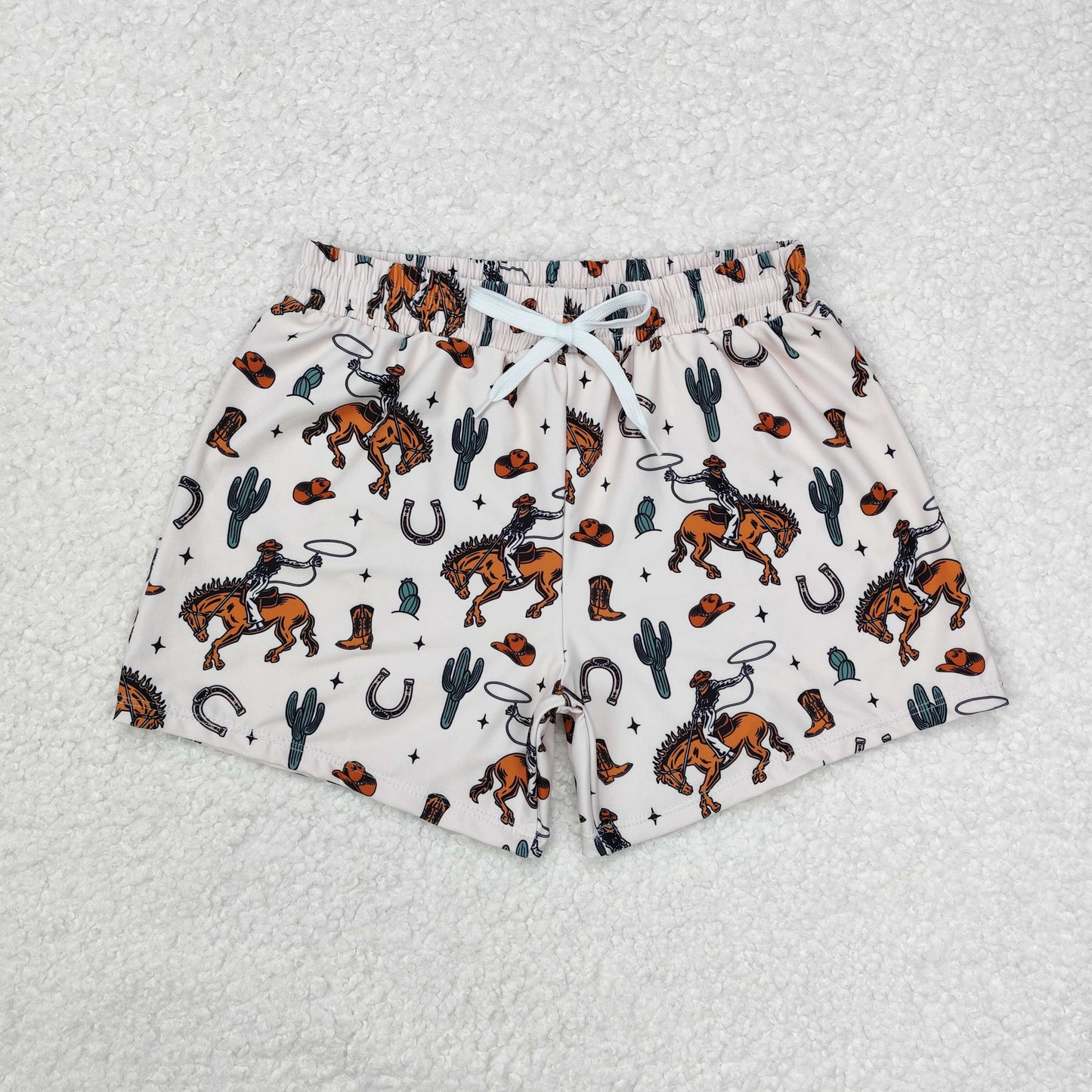 S0461 western horse boy swimming trunks shorts 202504 RTS