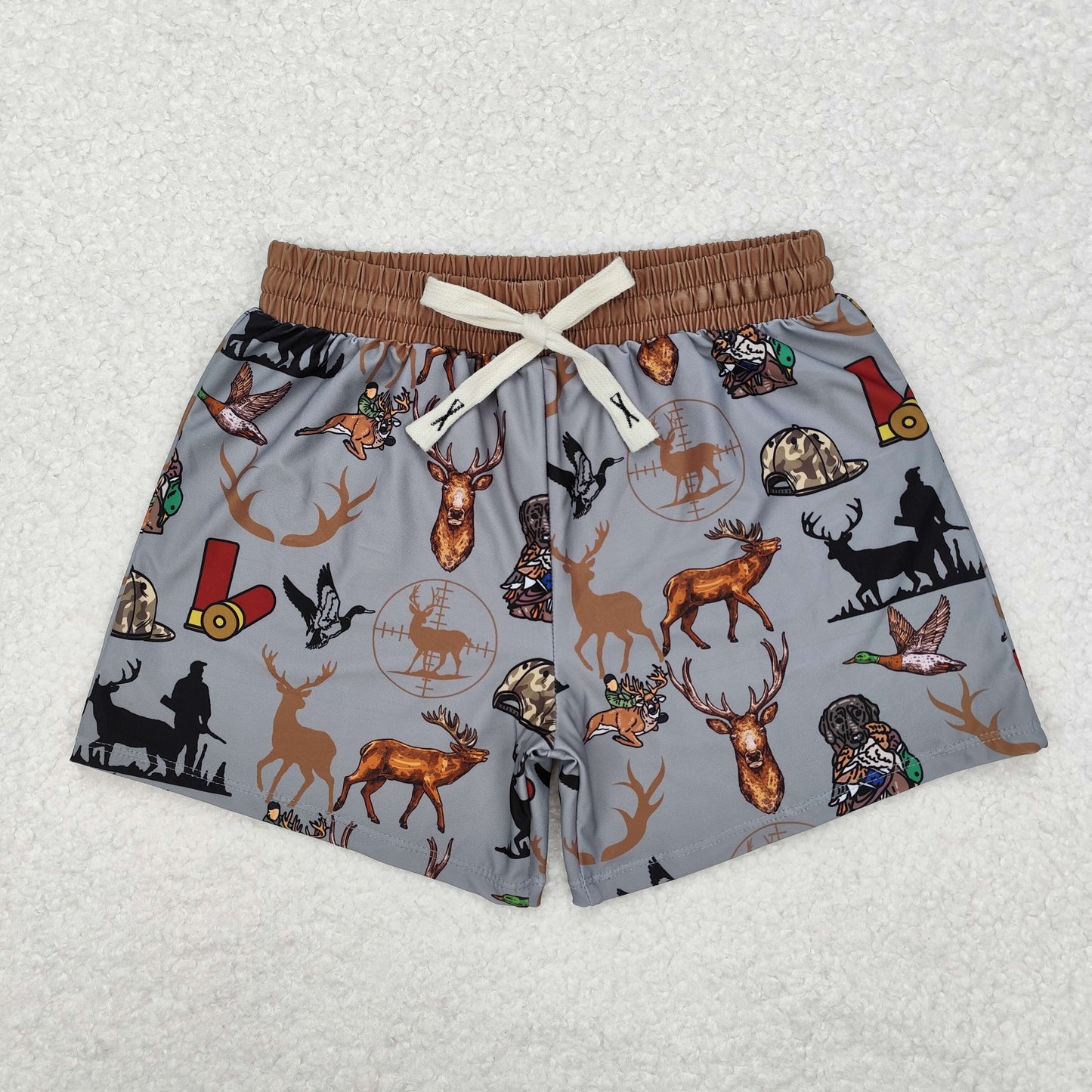 S0471 size 3xs-3xl western deer hunting boy swimming trunks shorts 202412 rts