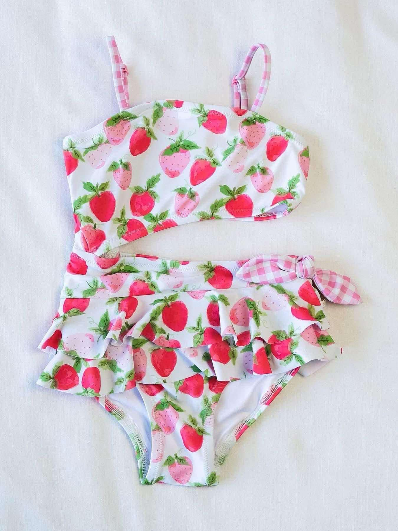 S0526 fruit strawberry short sleeve swimware girl swimsuit 202502 preorder