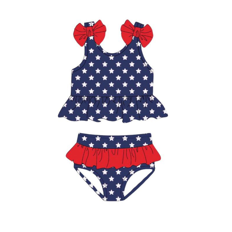 S0528 4th July stars size 3xs-3xl western girl swimming suit 202502 preorder