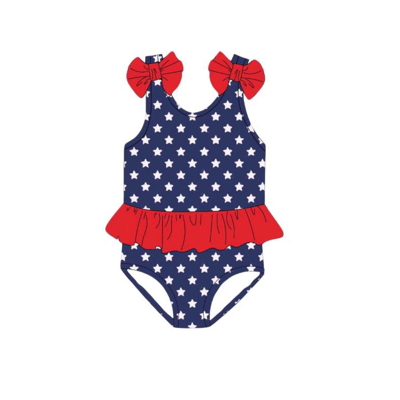S0530 4th July stars size 3xs-3xl western girl swimming suit 202502 preorder