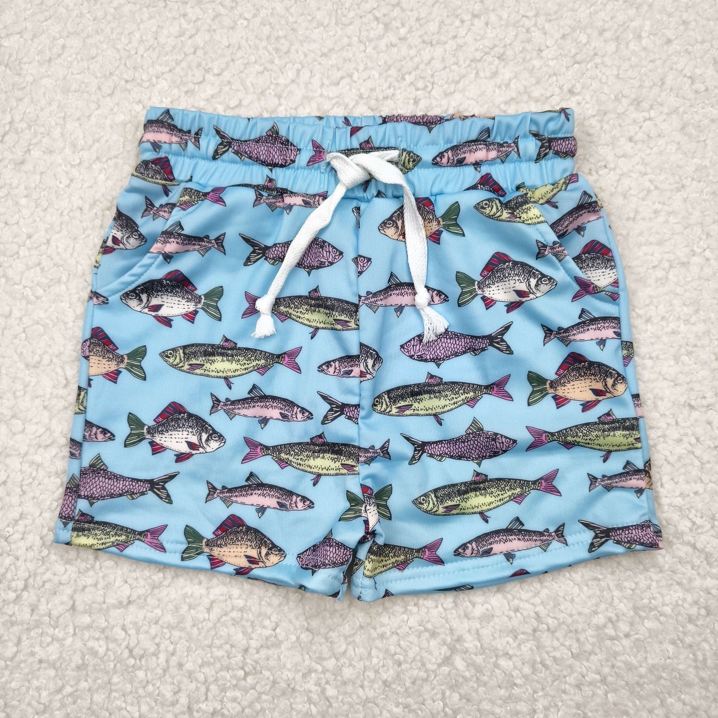 S0542 stars size 3xs-2xl western fish boy swimming trunks shorts 202504 RTS