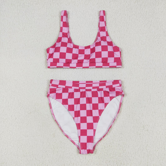 S0559 组 checkerboard adult swimwear 202506 RTS