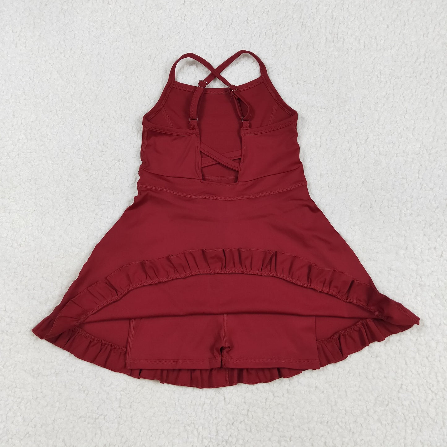S0568 Maroon yoga girl dress 202507 RTS