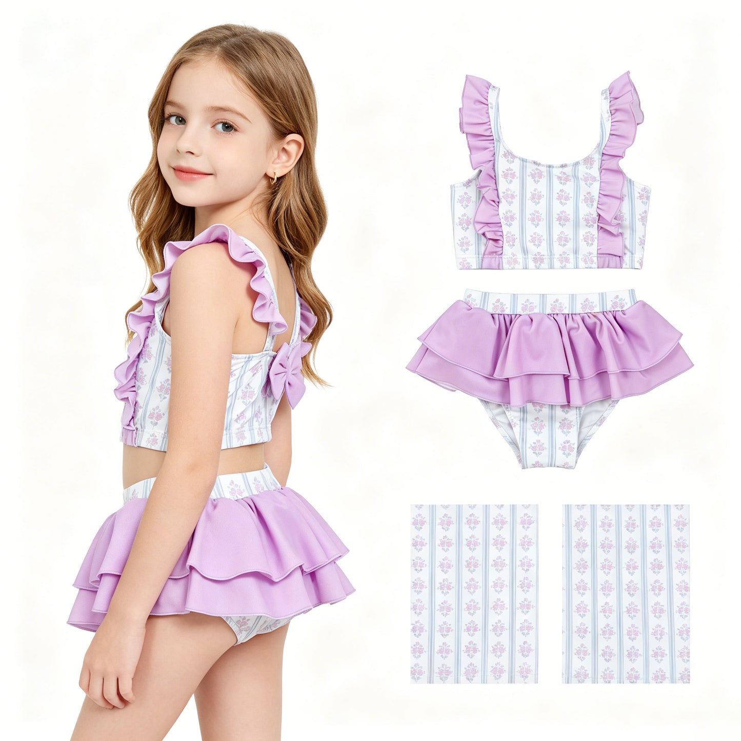 S0644 GIRL flowers swimwear outfit 202607 RTS