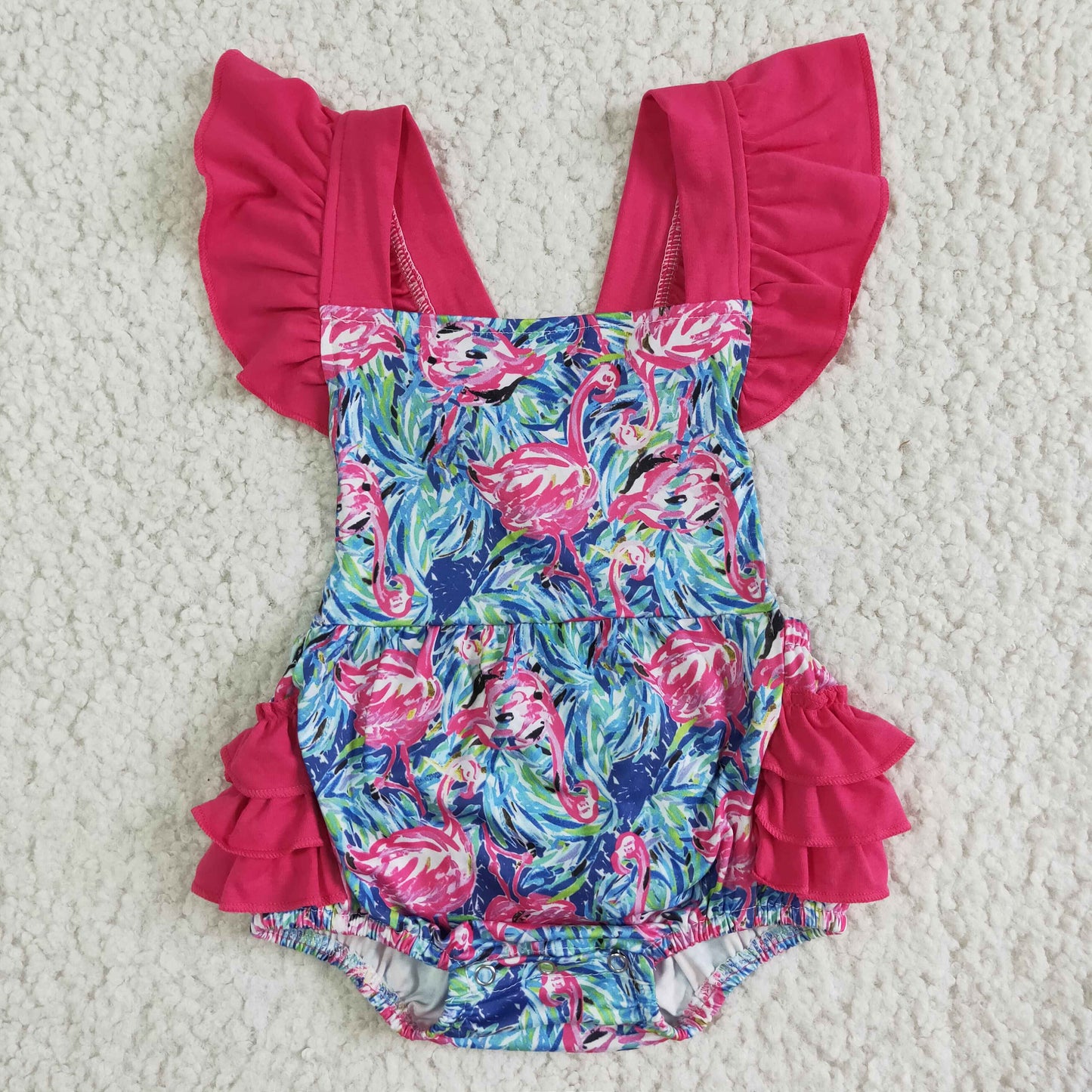 promotion RTS SR0038 flamingo print flutter girl summer romper