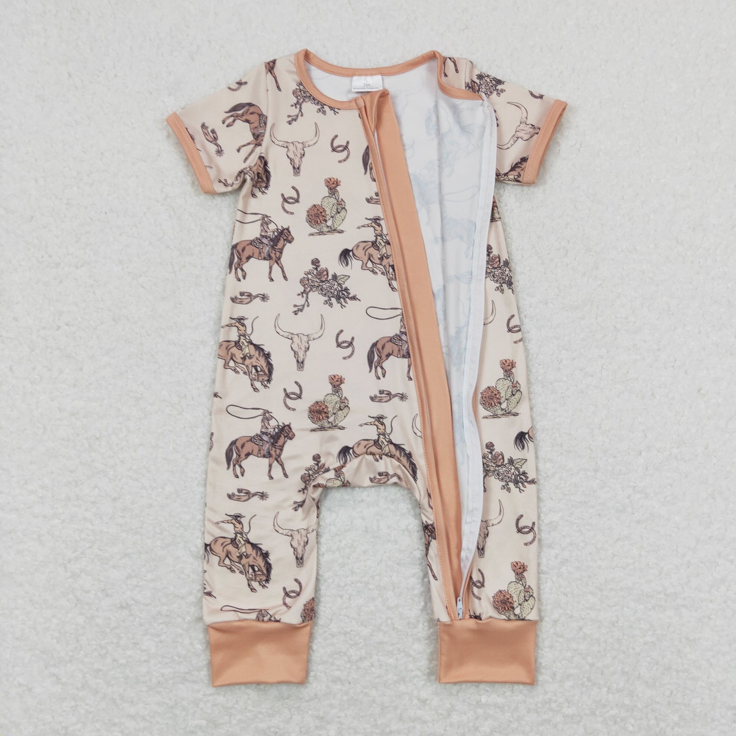 SR1220 short sleeve farm horse cow boy romper 202404 RTS