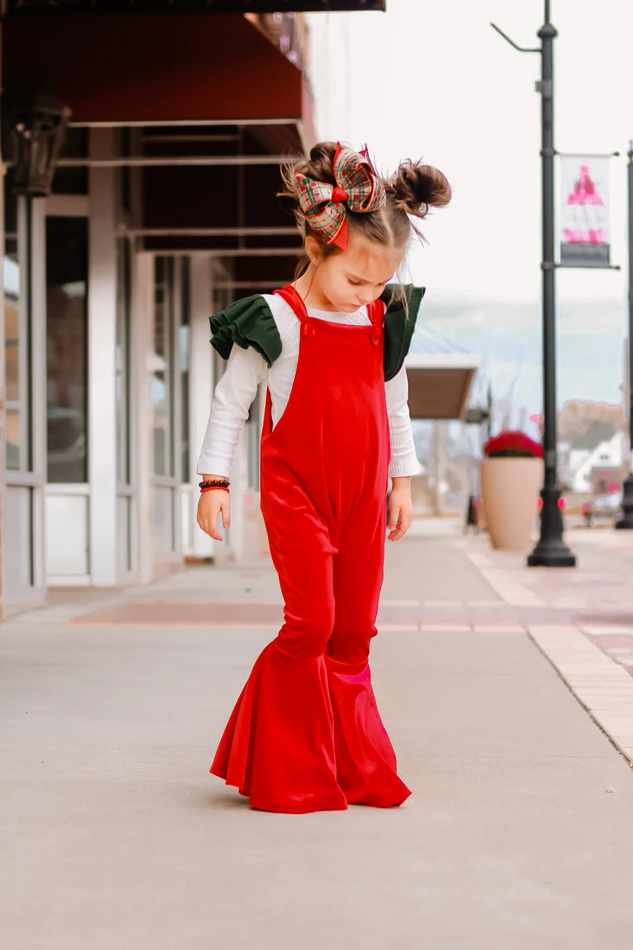 SR0392 velvet red gallus short sleeve girl jumpsuit overall 20230628 RTS