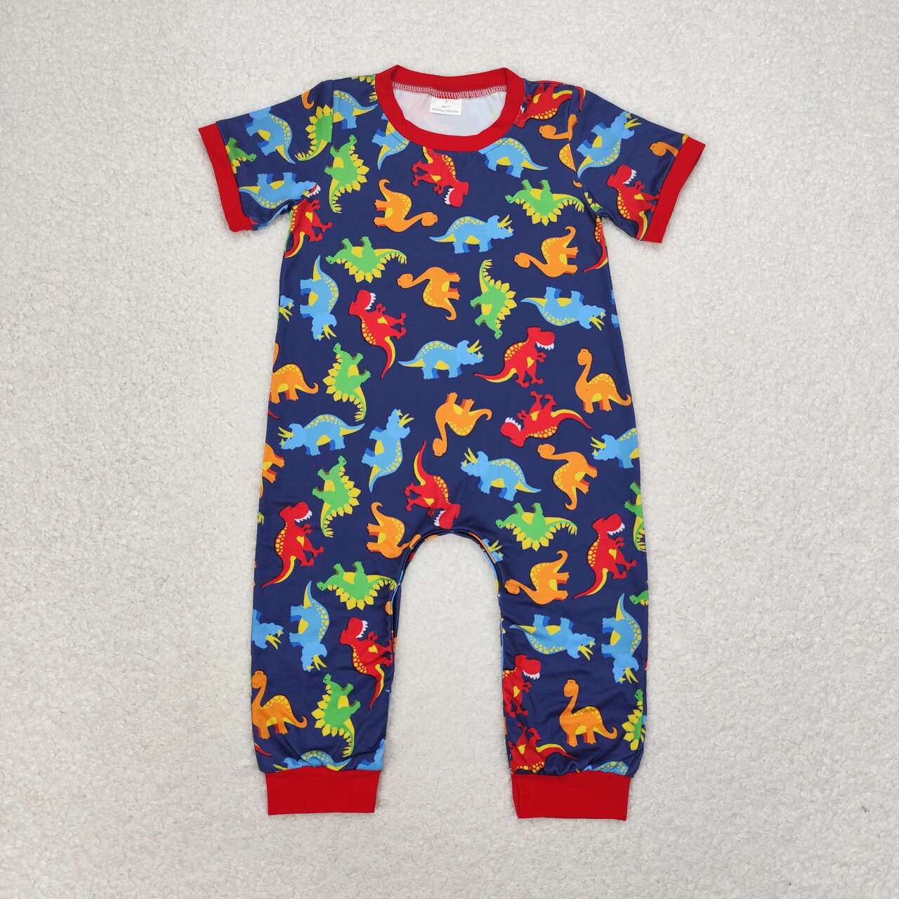SR0468 RTS western dinosaur sleeves short boy romper 202406 RTS