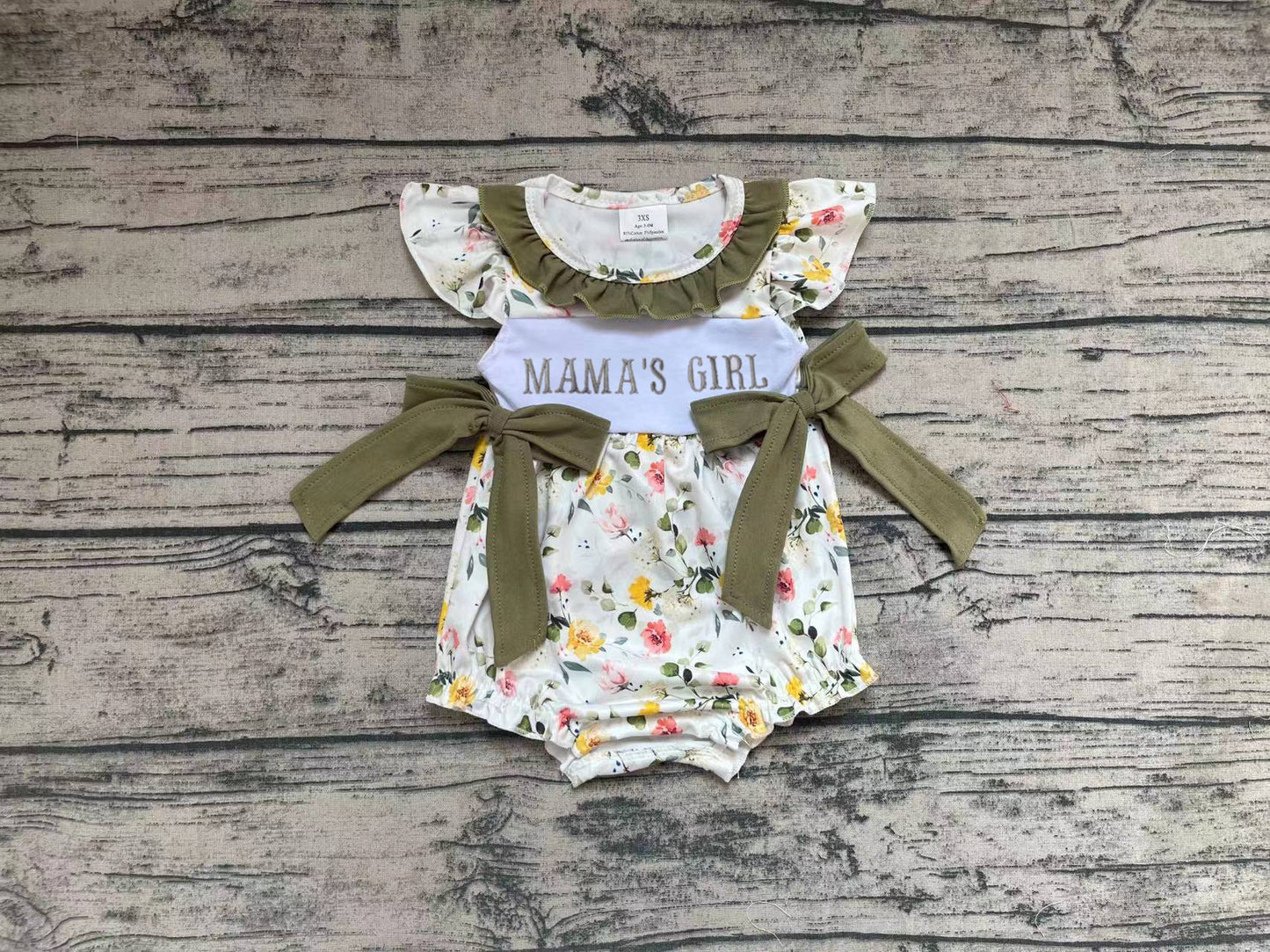 SR0478 RTS western mama's girl flower embroidered long sleeve girl romper 20231111