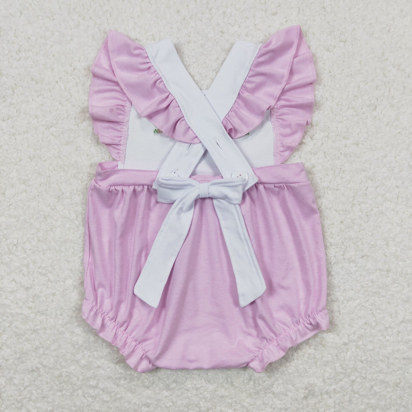SR0620 embroidery rabbit flower girl romper 202403 RTS