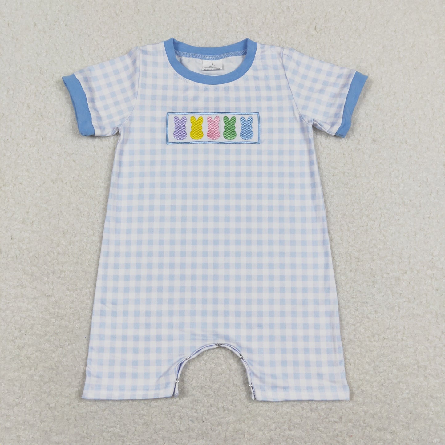 SR0690 Easter bunny Embroidery boy romper RTS 202401