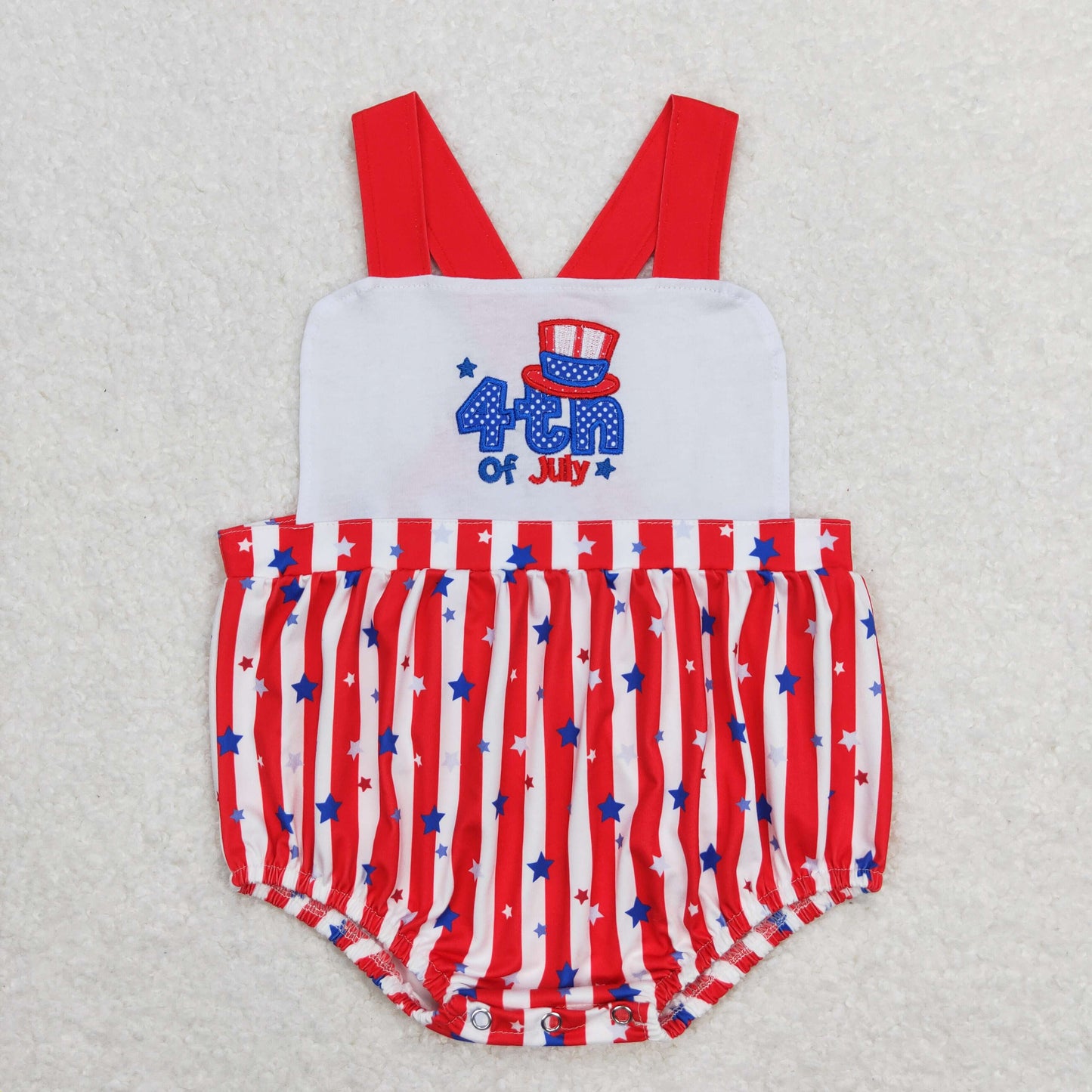 SR0810 western embroidery 4th July boy romper 202404 RTS