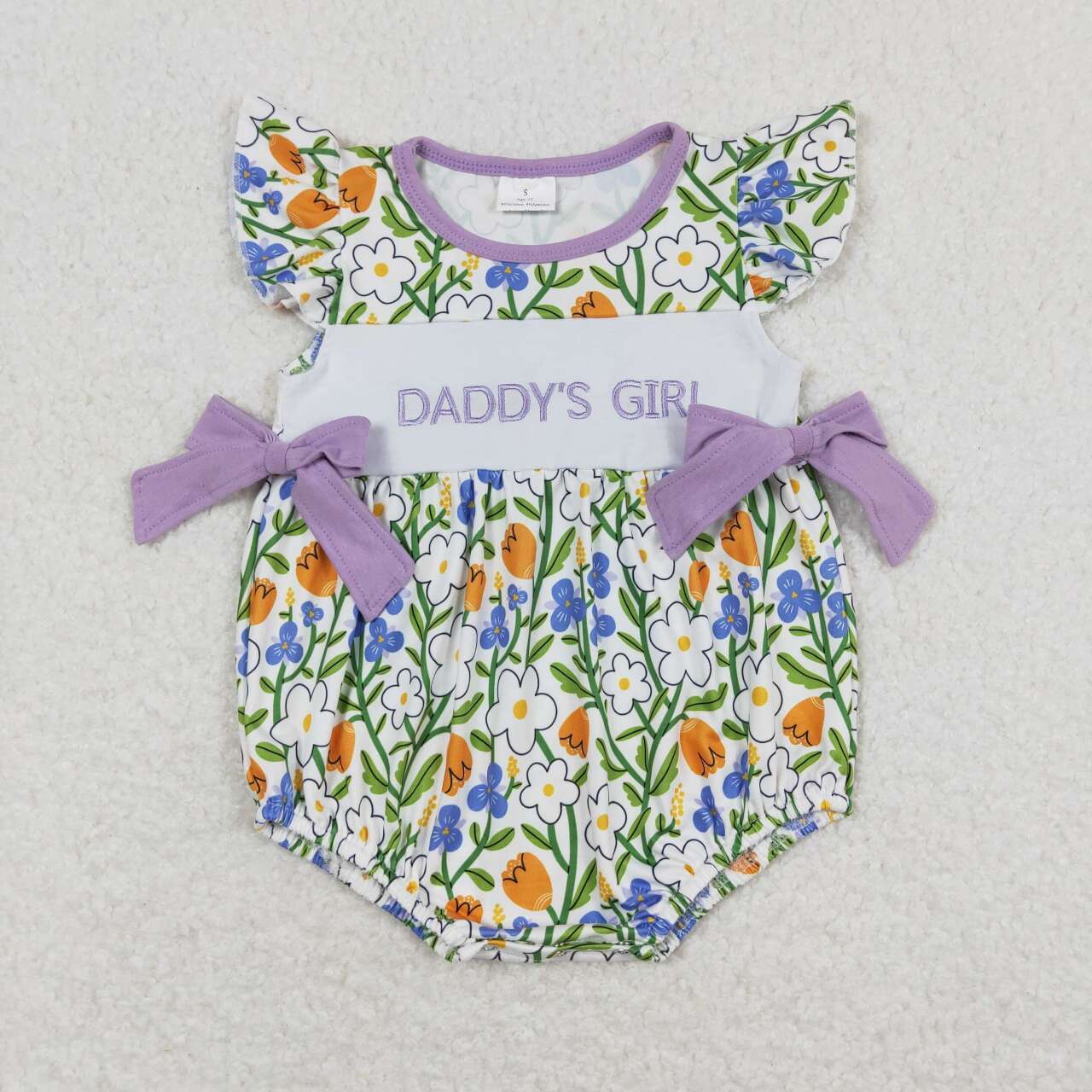 SR0891 western embroidery flowers girl romper 202403 RTS