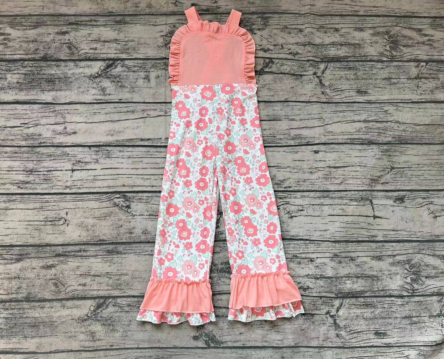 SR0963 RTS flowers short sleeve girl jumpsuit overall