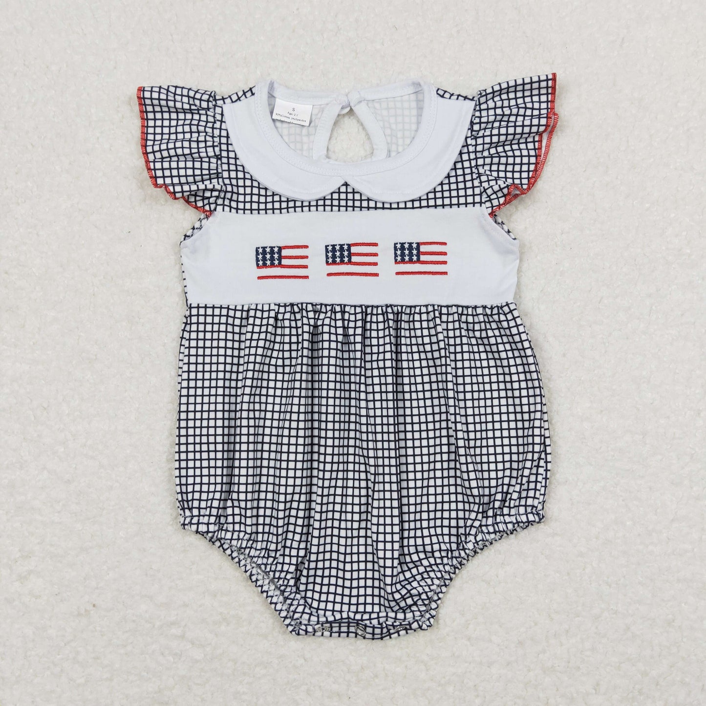 SR1000 Embroidery western July 4th girl romper 202403