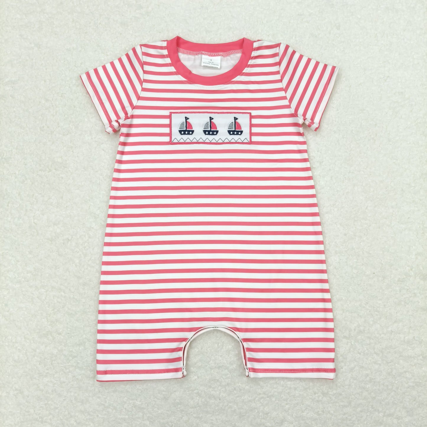 SR1028 embroidery July 4th sailboat short sleeve camo girl romper 202405 rts